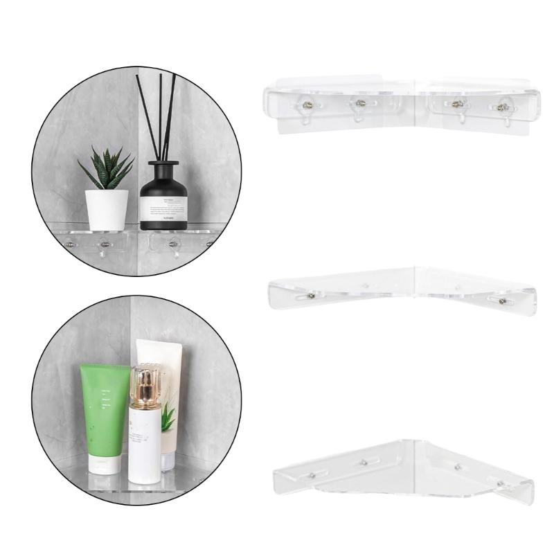 3 Piece Set Wall Mounted Acrylic Shelves Damage Frees Floating Storage Solution Contemporary Corner Shelf