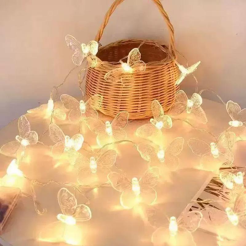 

10LED String Lights Colorful LED 150CM Waterproof Transparent Light String Home Decor Battery Powered for Weddings Butterfly D