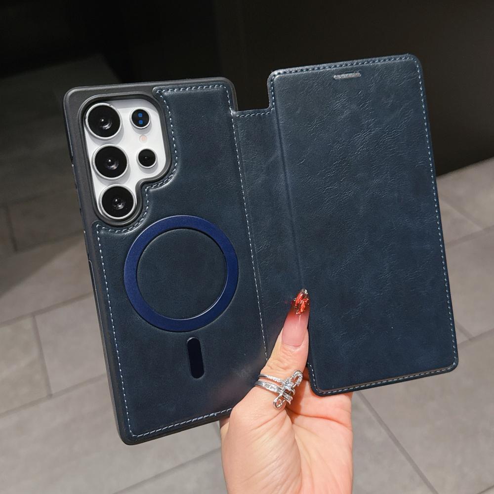 Luxury Flip Wallet Card Slot Leather Case For Samsung Galaxy S25 Ultra S24 S23 Plus S22 S25Edge Magnetic Fold Stand Holder Cover