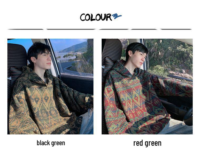 Herren Ethno-Stil Kapuzenpullover mit Fleecefutter - Herbst/Winter Pullover Trend