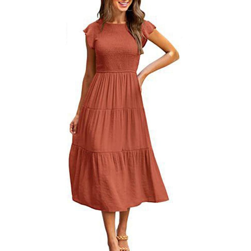 Letní dámské šaty Jednobarevné Ležérní šaty s krátkým rukávem