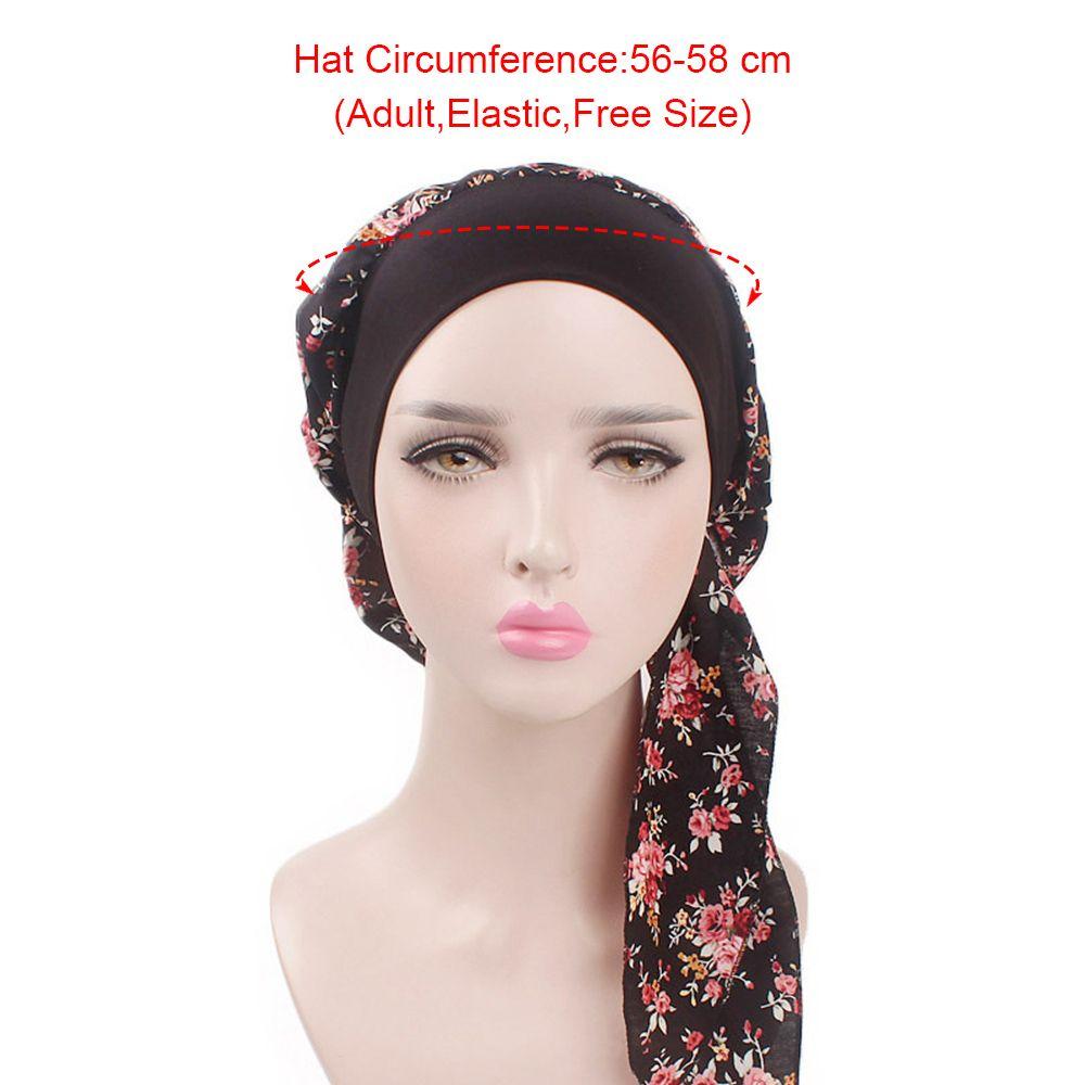 Adjustable Headwear Pre-Tied Printed Chemo Pirate Cap Cancer Head Scarf Hair Loss Hat Muslim Turban EMA