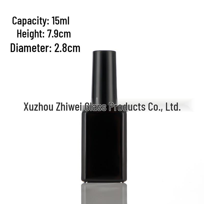 10ml Black Glass Nail Polish Bottle with Brush for Nail Art and Care