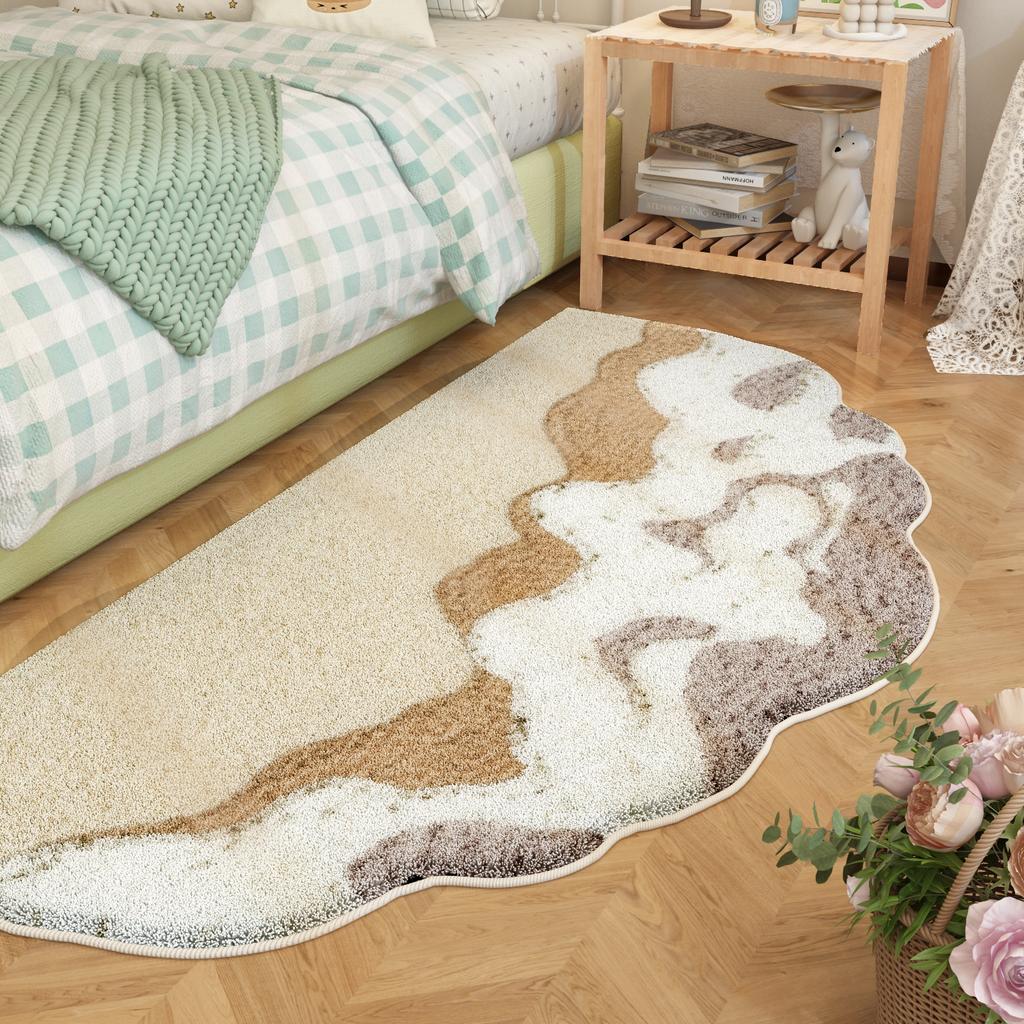 Fresh Style Living Room Decoration Green Carpet Thicken Plush Rugs for Bedroom Irregular Shapes Rugs for Bedroom Fluffy Soft Rug