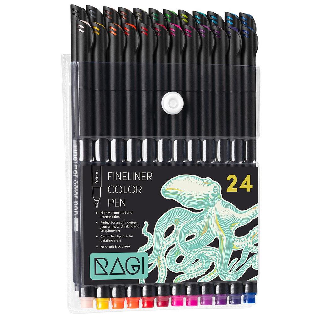 Set mit feinen Stiften, Fineliner, 24 Farben, Zeichenstifte 0,38–0,4 mm