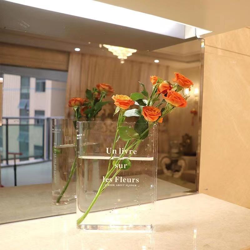 Book Transparent Acrylic Vase Clear Book Vase for Flowers INS Vase Table Home Decoration Hydroponic Desktop Flower Arrangement