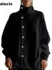 Nouveau  Cardigan Long Tricoté à Col Haut pour Femmes Mode Automne Hiver Tendance Réduisant l'Âge Lâche Vêtement d'Extérieur