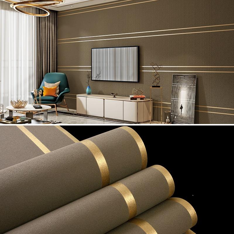 

Обои из оленьей кожи бархатные современные простые полосатый узор гостиная ТВ фон домашний декор нетканый материал без самоклеящейся основы 53cmx9.5m