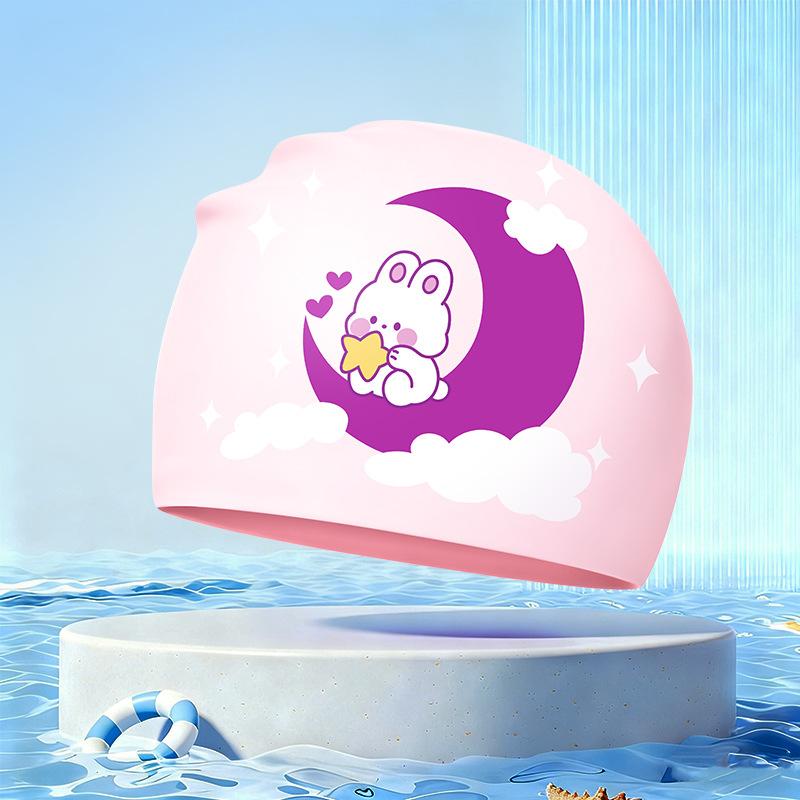 New Children's Cartoon Swimming Cap Cute Dolphin Waterproof Ear Protection Swimming Caps Kids Hot Spring Swimming Equipment