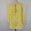 USA Silk 100% 3/4 Sleeve Blouse Shirt [Women’s S-M/Yellow Floral] Tops Blouse(USED)