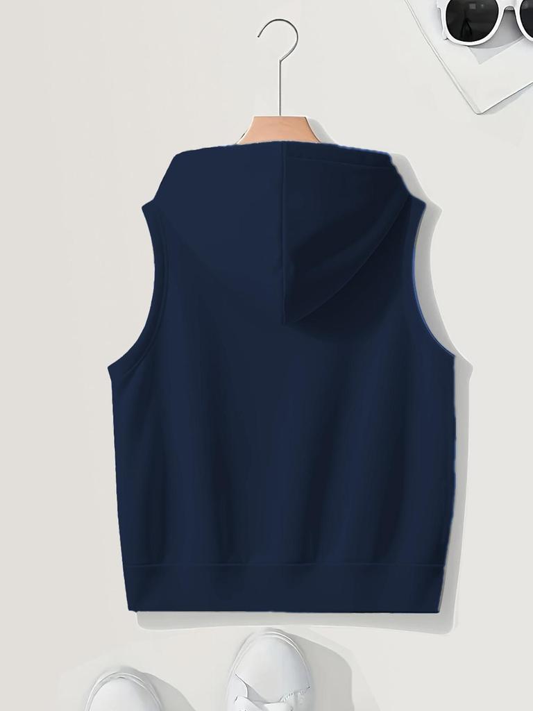 2025 Plus Size Women's Hooded Vest - Trendy, Casual, Loose, Slimming, Sleeveless Zipper Cardigan for Spring/Autumn