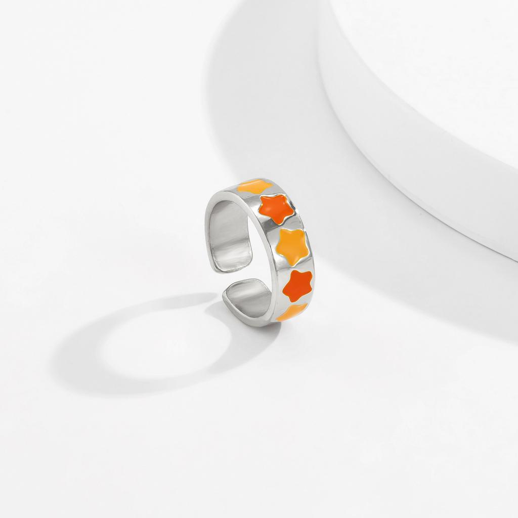 Accessori, Anello Semplice a Stella Aperto, Anello a Cuore di Pesca Gocciolante Macaron Dolce e Fresco per Donna
