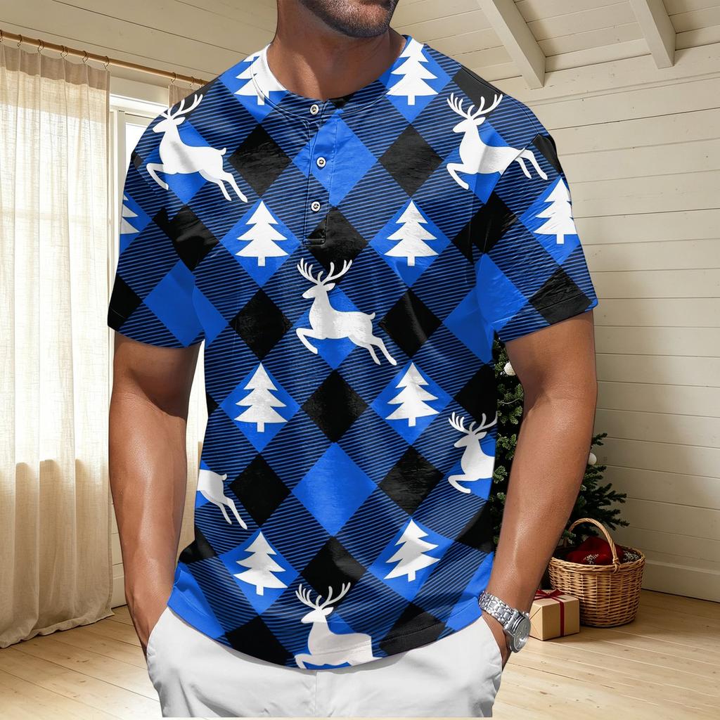 Men's Quick Dry Short Sleeve Round Neck T-Shirt with Christmas Print