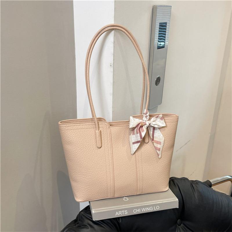 

Summer new solid color large-capacity tote bag simple and fashionable commuter shoulder bag underarm bag рожевий