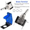3Pcs Rocker Toggle Switch Heavy Duty 3Pin ON/Off 12V Blue LED Lighted Aircraft Safety Cover 20A SPST Rocker with Safety Flip Cover for Racing