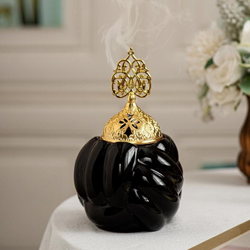 Arabic Ceramic Incenses Burners with Lid Set for Meditations and Home Fragrances Diffuser Eid Ramadans Bakhoors Burners
