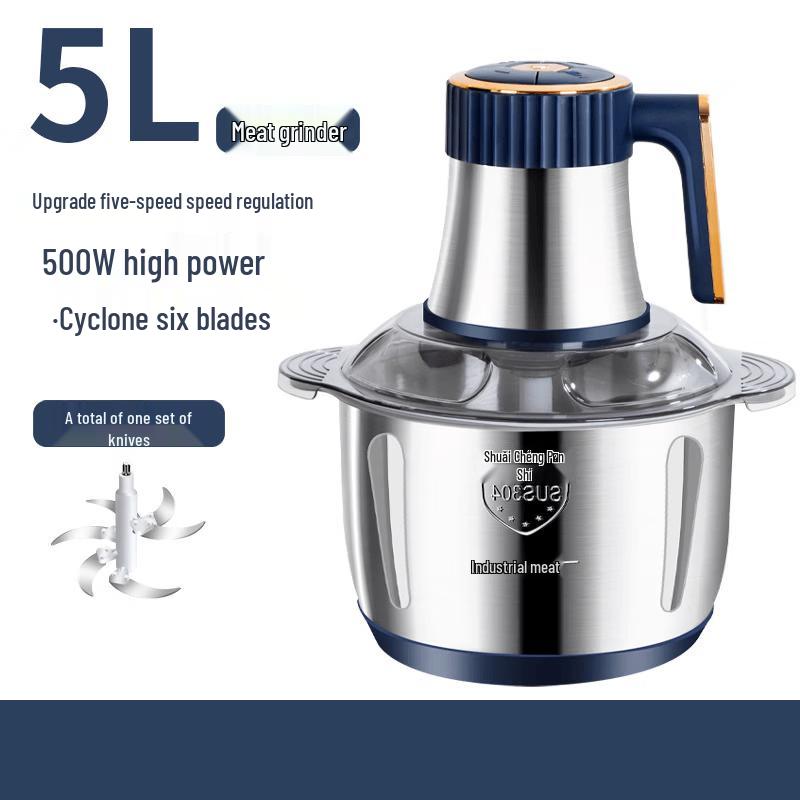 ZISIZ 5L Stainless Steel Meat Grinder Food Processor