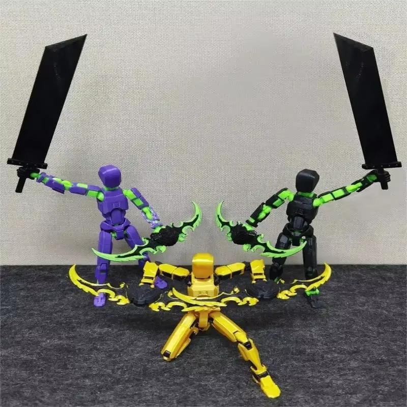 Not Assembled Action Figure Set Giant Sword Titan Robot Action Figure DIY Dummy Doll Ornament 3D Articulated Figures Boys Like
