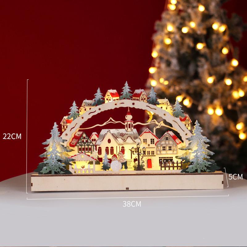 Christmas Wooden LED Lights Bridge Lights Ornaments Christmas Village Shopping Malls Shop Windows Christmas Scene Decorations