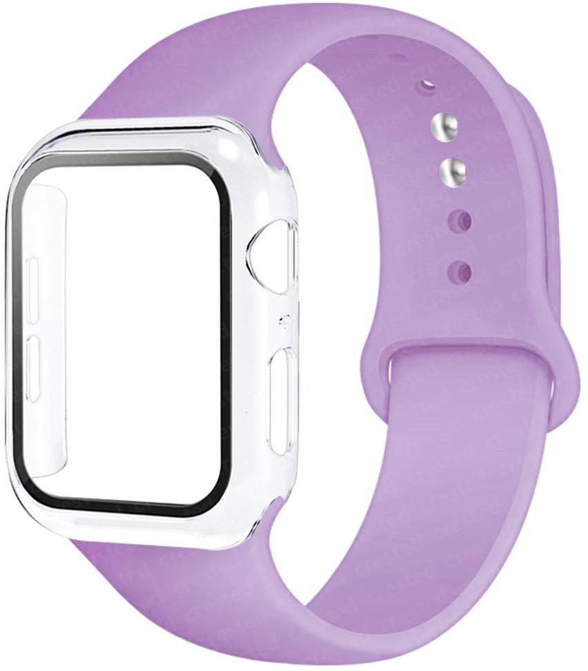 For Apple Watch Bands 46mm 44mm 41mm 40mm 45mm 42mm Silicone Correas Bracelet Iwatch Series 10 9 8 7 6 SE 3 11 Glass+Case+Strap