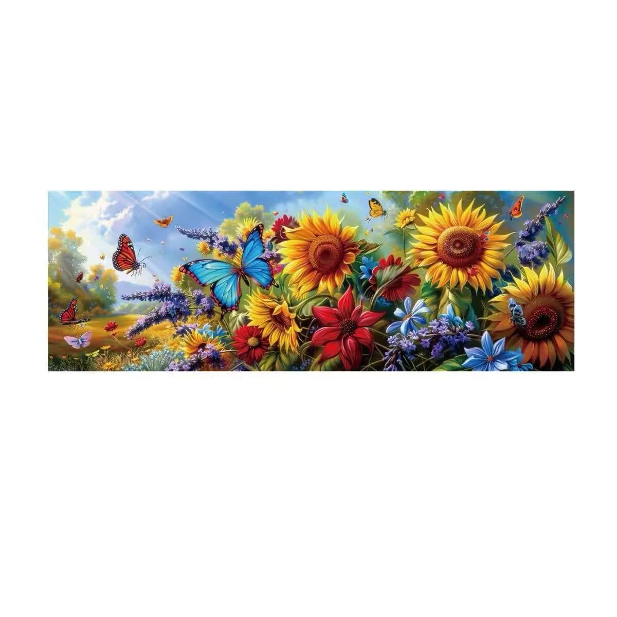 

5D алмазная роспись, полная алмазной мозаики, искусство, новая алмазная вышивка, гостиная, спальня, лечебный пейзаж, бабочка, подсолнух, украшение своими руками 100-50CM белый