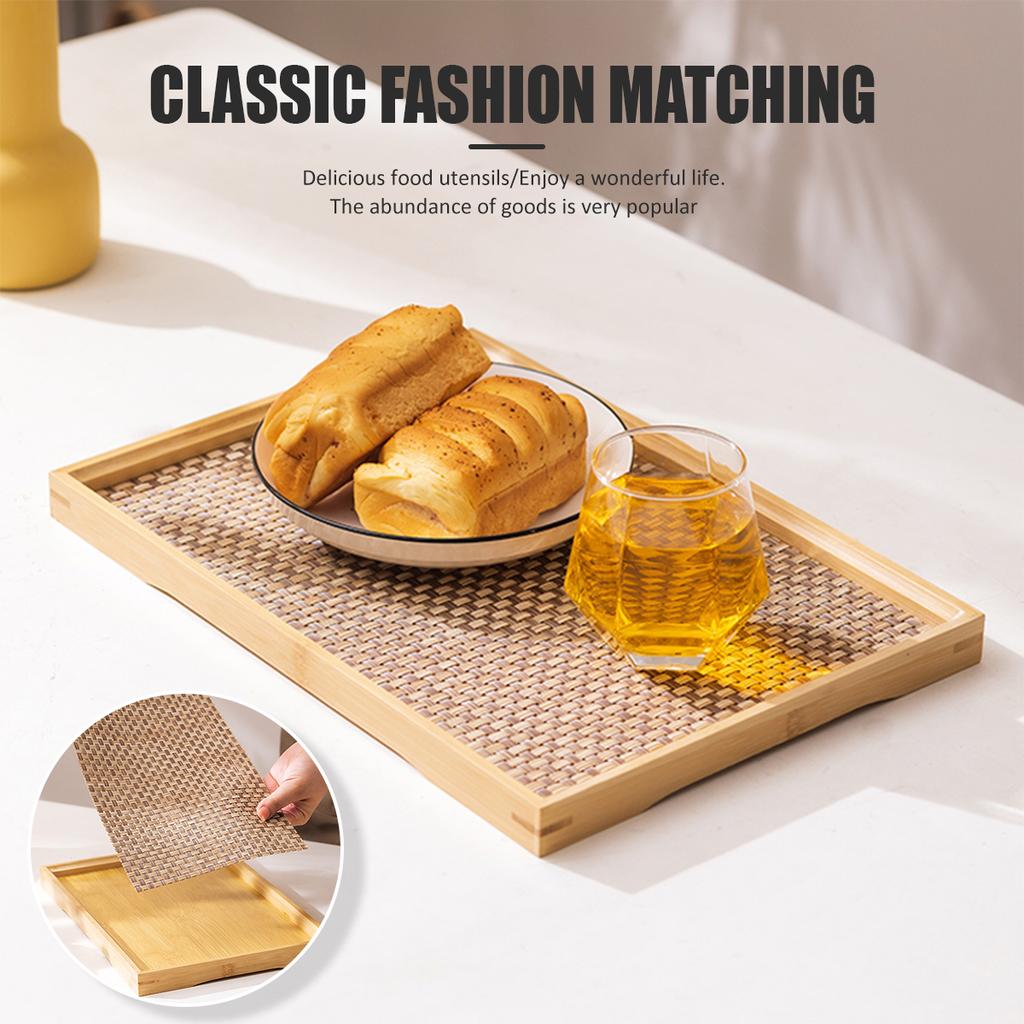 Serving tray bamboo,wooden tray with handles,natural wood printed,Organic Bamboo Serving Tray for kitchen dinner trays, tea tray
