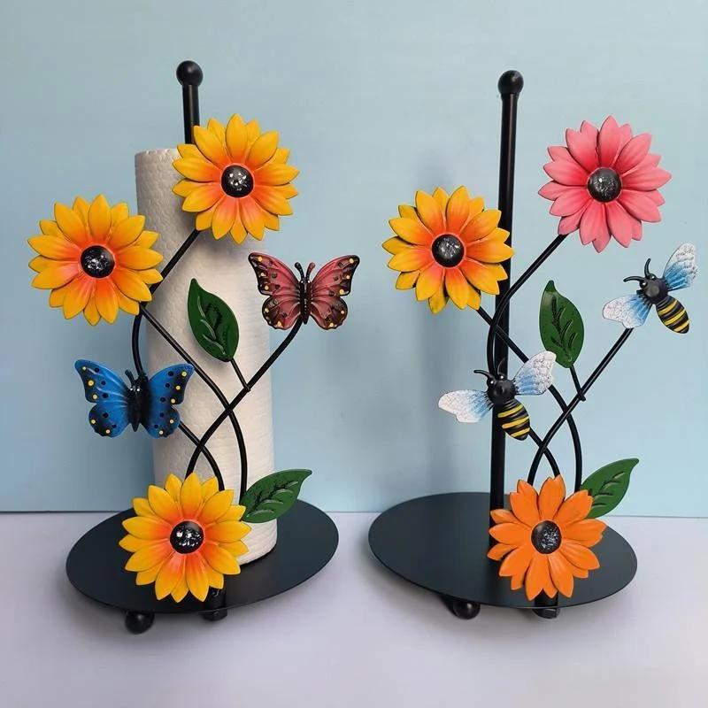 New 3D Butterfly Bee Living Room Decorations Creative Design Metal Art Sunflower Flower Pot Household Kitchen Molds Accessories
