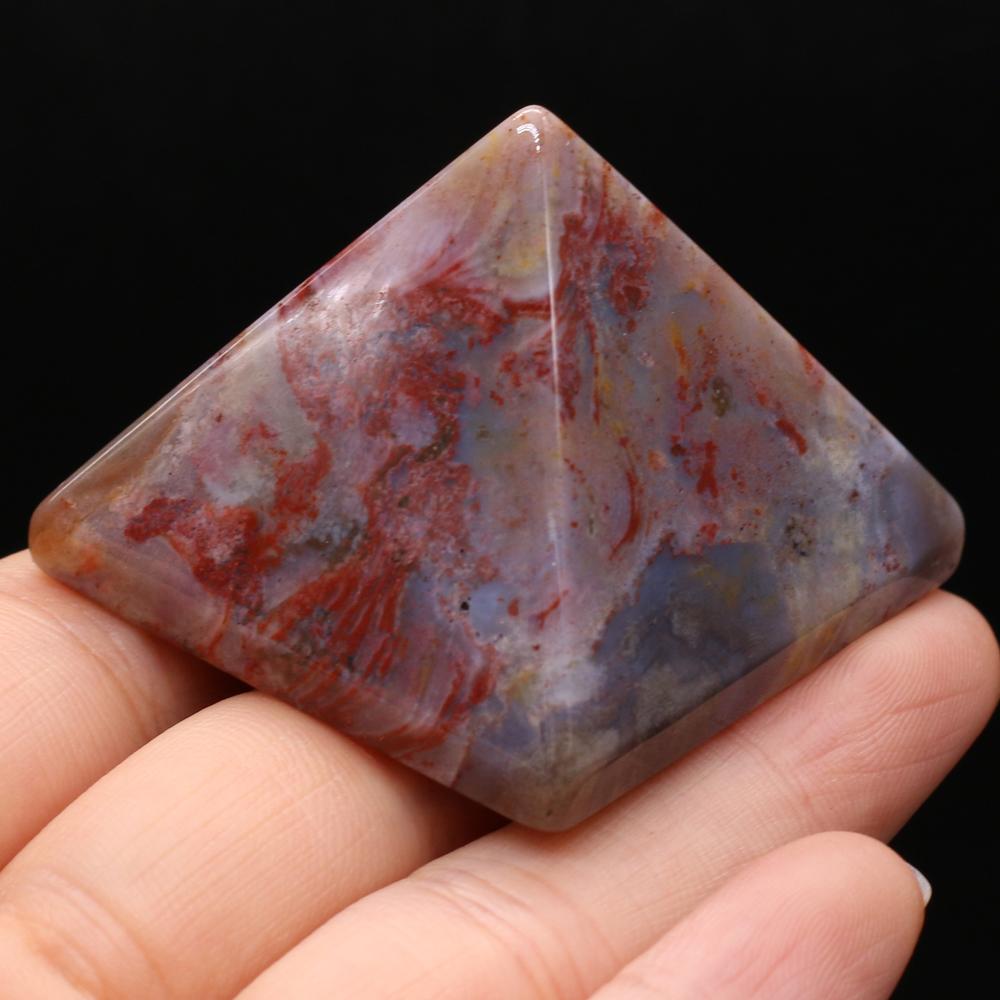 1Pc Reiki Healing Crystal Pyramid Ornament Decoration Energy Natural Stone Quartz Agate Amethyst Jade Gemstone Home Decor Jewelry Mini Furnishings 4cm