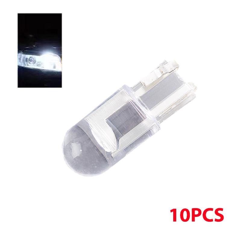 

10шт W5W T10 Cob стеклянная автомобильная лампа для автомобилей с габаритом для чтения купольный светильник белый