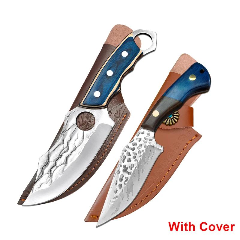 Forged Kitchen Knives Meat Cleaver Chopping Vegetables Butcher Knives Hiking Camping Barbecue Outdoor Survival Knife Wood Handle