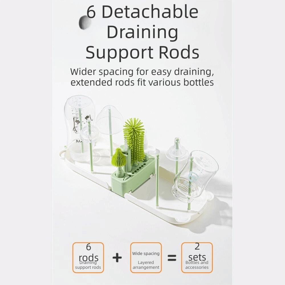 Built-in Drain Rack Bottle Cleaner Brush 6-in-1 Cup Brush  Home Travel Use