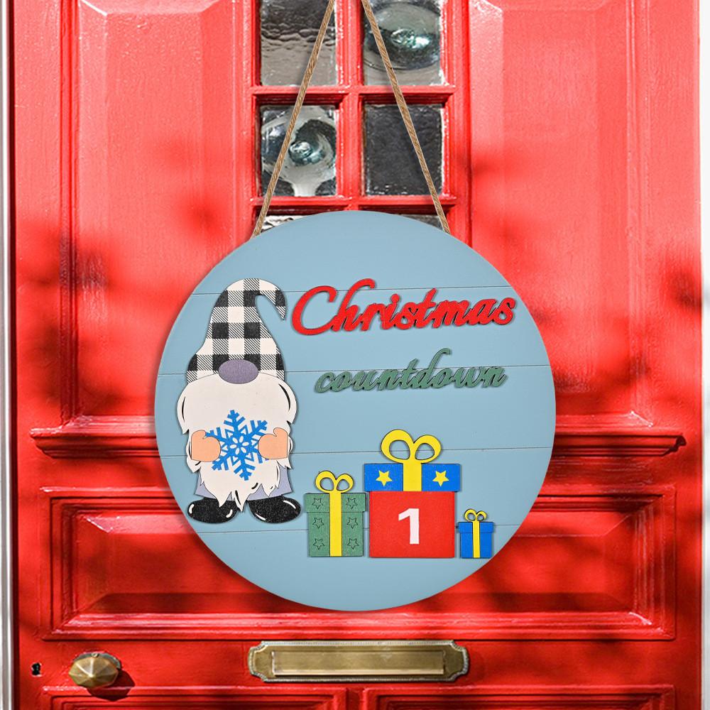 Wooden Christmas Decor Rudolph Countdown Calendar Door Hanger Festive Wall Decoration