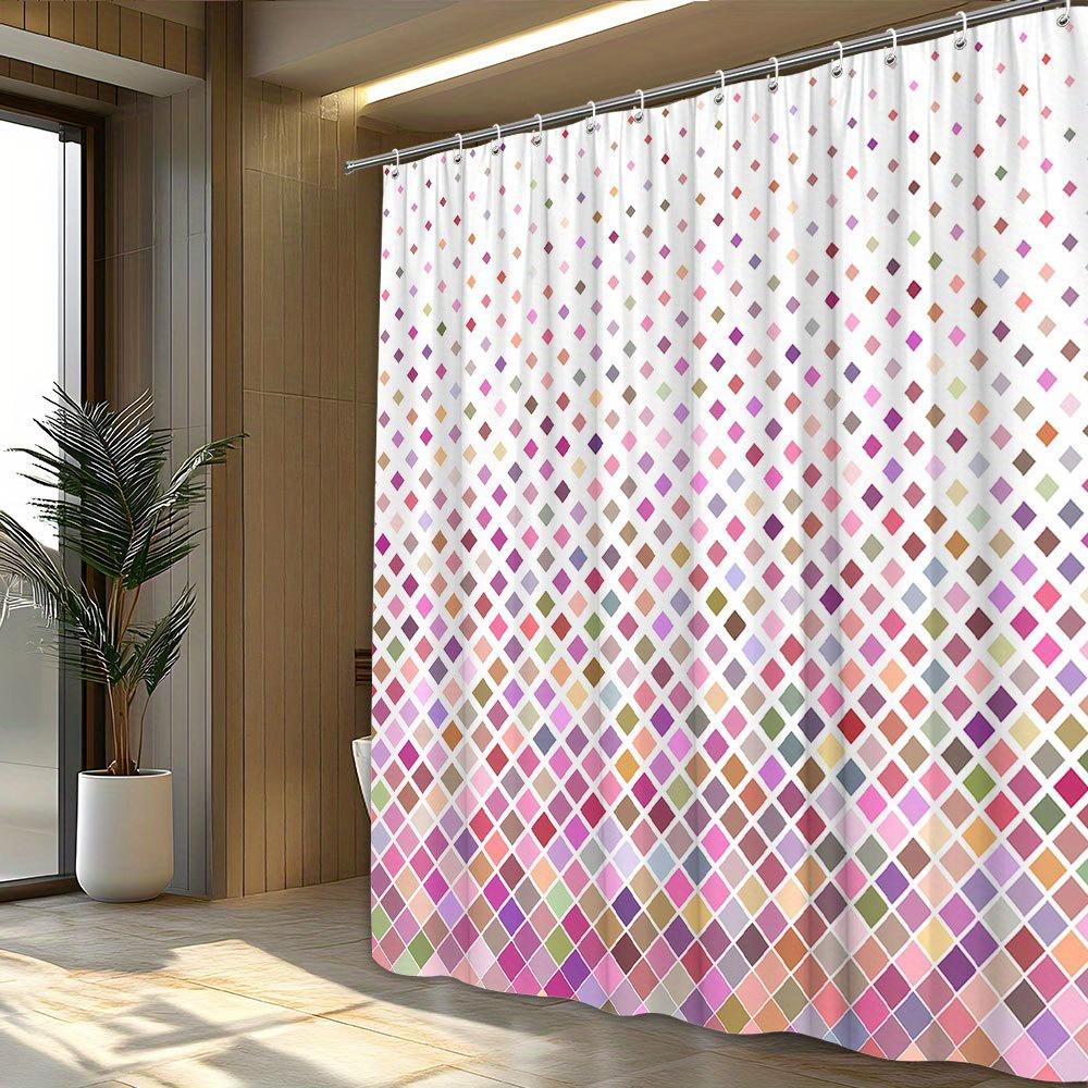 1pc Colorful Abstract Gradient Shower Curtain - Pink, Purple & Pastel Hues, Polyester, Machine Washable, Modern Bathroom Decor