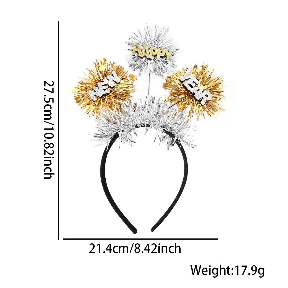Black Gold Hair Band Decorative 2026 Celebration Headband New Year'S Eve Headband Comfortable Holidays Hair Accessory For New