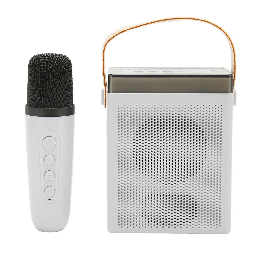 Karaoke Machine Set with RGB Light Rechargeable Bluetooth Speaker with 1 Wireless Microphone for Home Party KTV White
