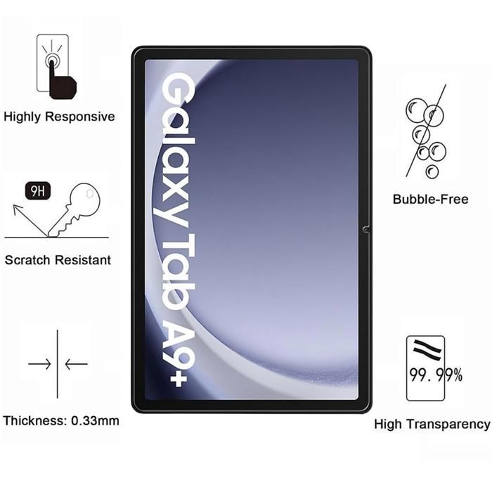 Hülle + 2 gehärtete Gläser für Samsung Galaxy Tab A9 PLUS 2023 - Stoßfest Schutz Transparent Phonillico