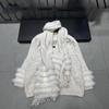 Autumn/Winter 2025 V-Neck Knit Pullover with Fur Scarf - Loose, Versatile, Long Sleeve Style