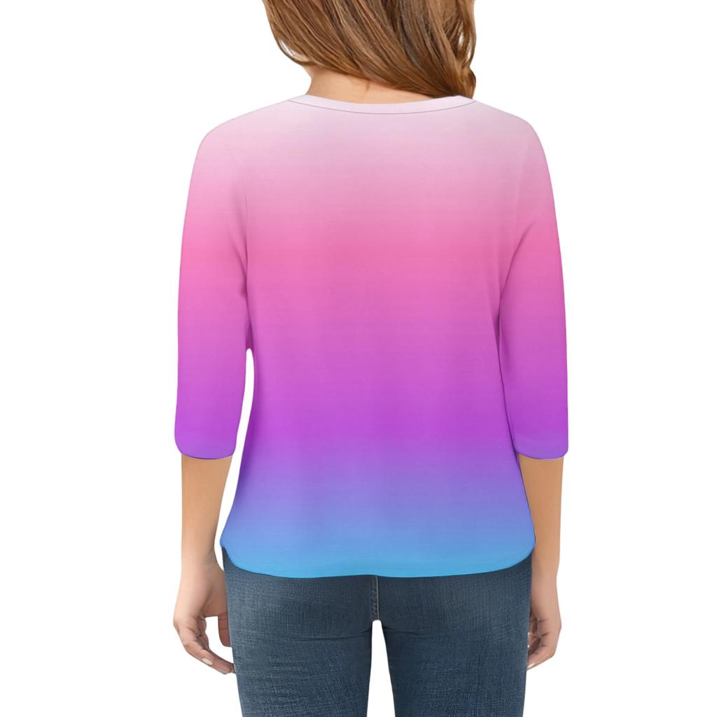 Kinder Freizeit Sieben-Viertel-Ärmel Rundhals Mode T-Shirt Top