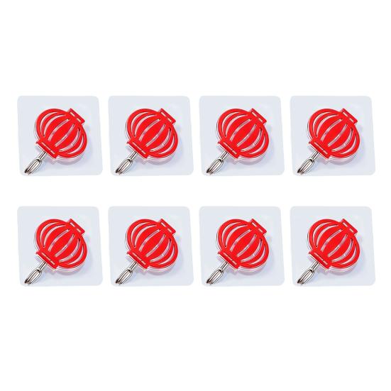 8Pcs Chinese Style Self-adhesive Hooks Drill-Free Installation Festive Decor Hooks Red Lanterns Chinese Knots Hooks for Spring Festival Home