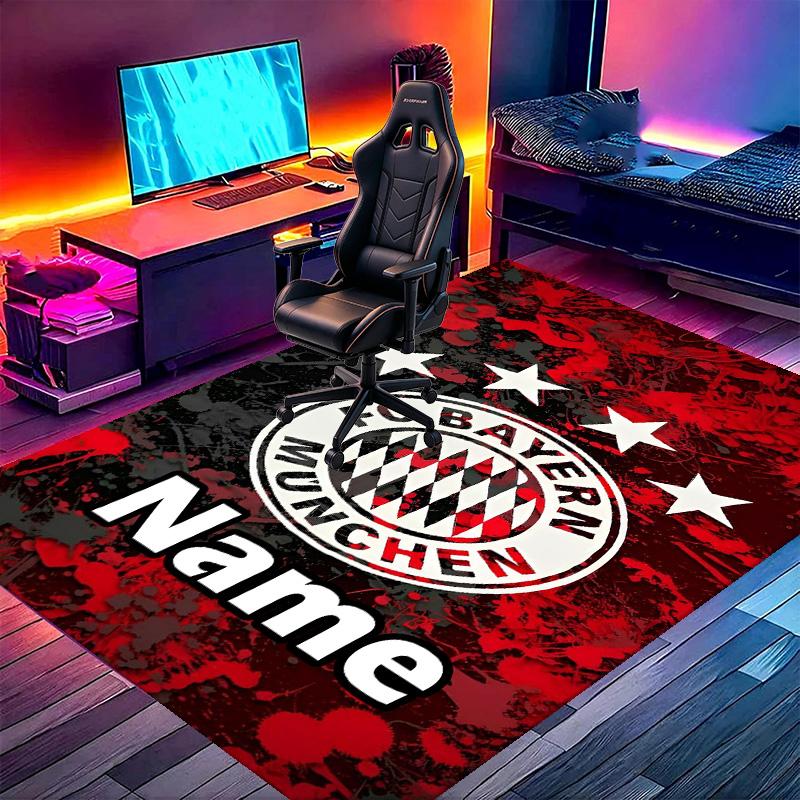 Custom Name Personalized FC Bayern Print Carpet, Versatile Home Decor Rug, for Playroom, Apartment, Balcony, Entryway, Hallway Gift