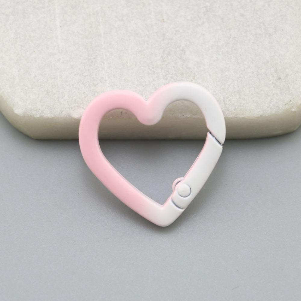 10st Färgade Hjärformade Karbinhake Ringar Gradientfärg Öppningsbar Fjäderlås DIY Smycken