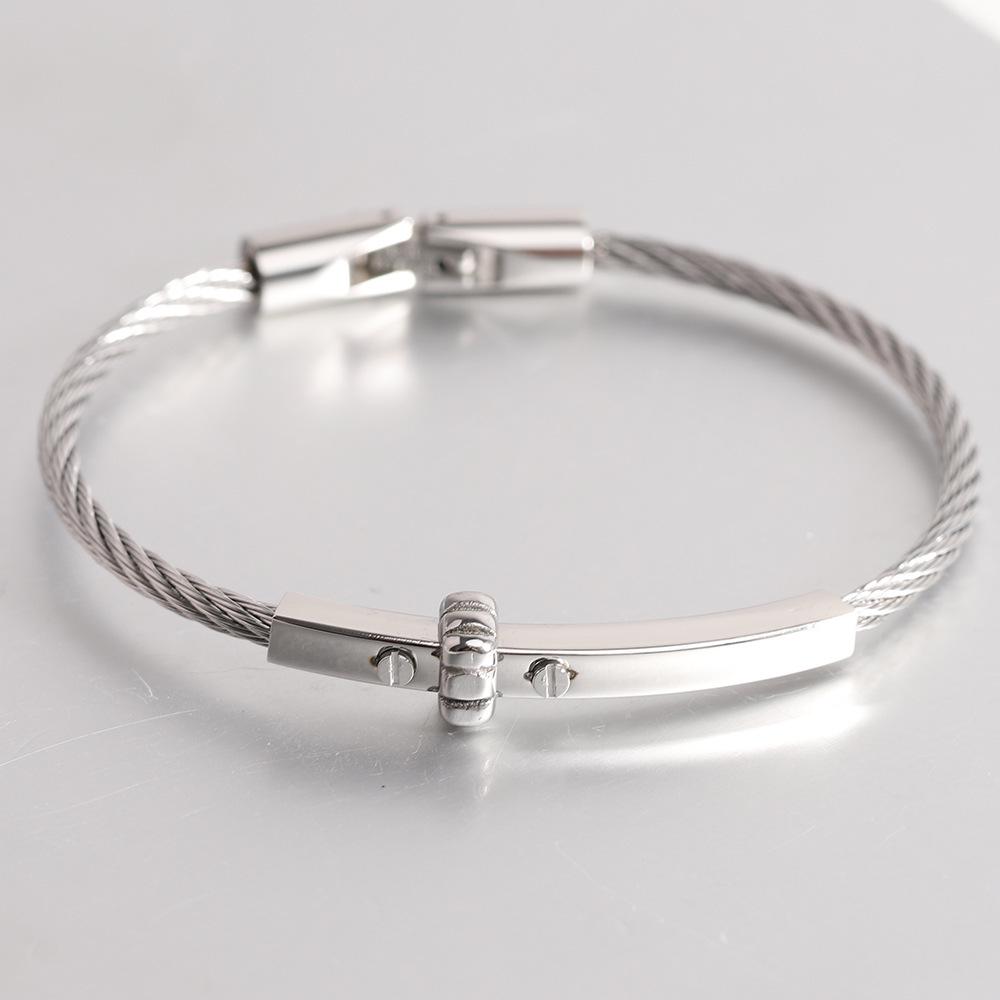 Simple Versatile 3MM Titanium Steel Cable Wire Rope Clasp Bracelet