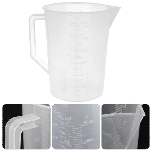 Cabilock Measuring Pitcher, 3000ml Plastic Measuring Cup, Large Measuring Pitcher, Beaker, Measuring Mug, Liquid Cup with Graduated Marks, Mixing Pitc