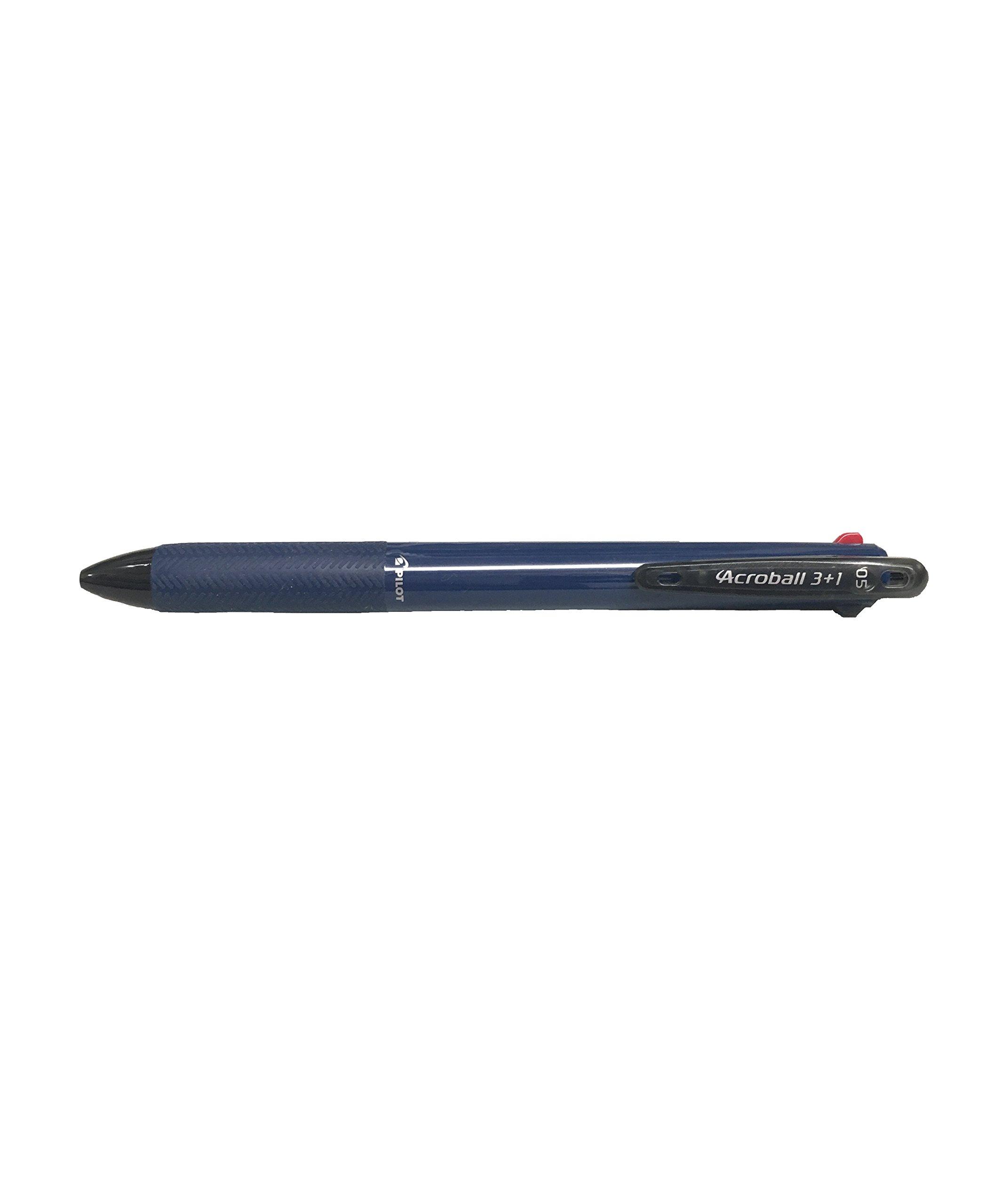 

Acroball Ballpoint Pen with Mechanical Pencil Black 3+1 Multi-Function Pen, 3-Color (Black, Red, Blue), 0.5mm, (Navy),