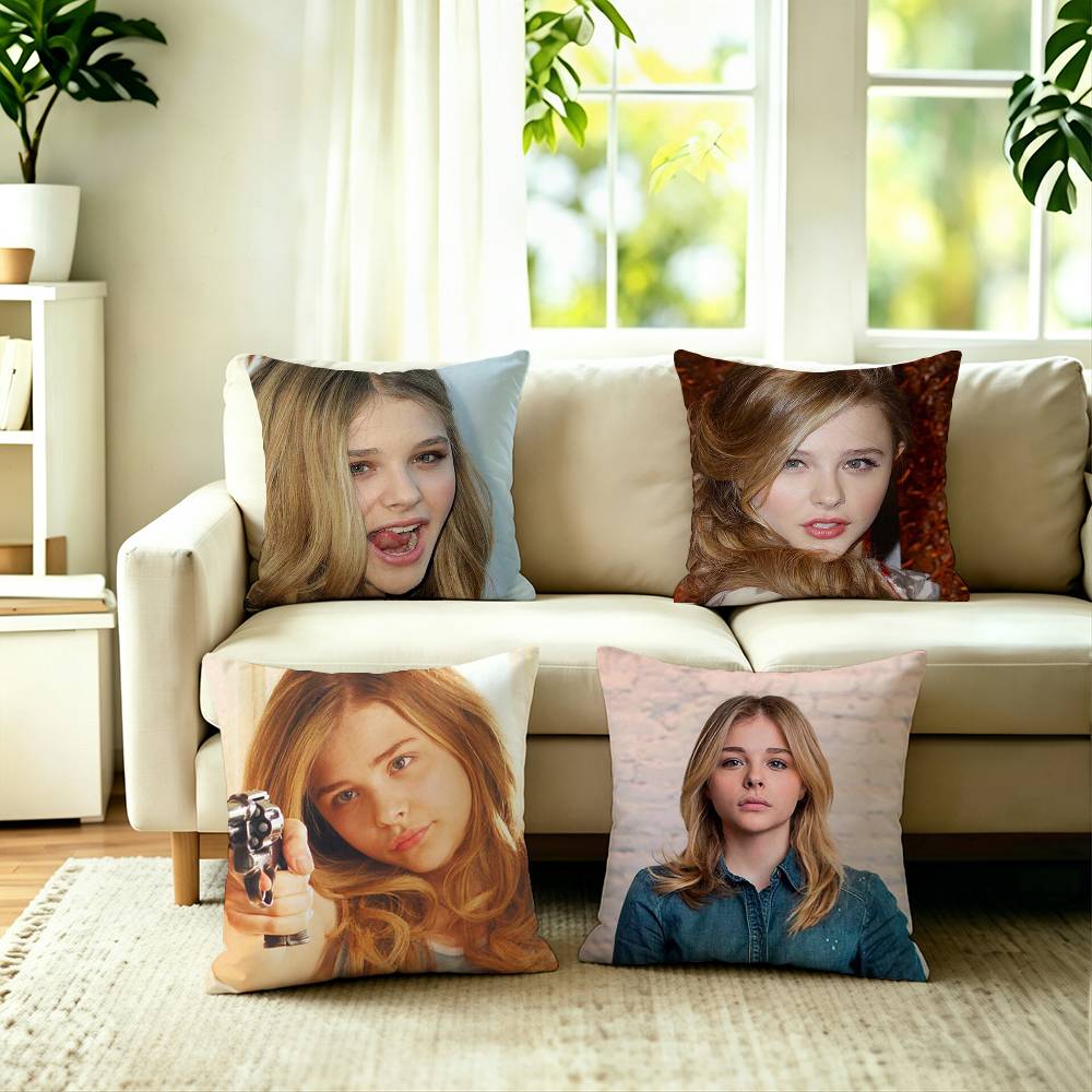 Hot Actress CChloe Grace Moretz Pillow Case Square DoubleSided Sofa Cushion Cover Bedroom Bedside Pillow