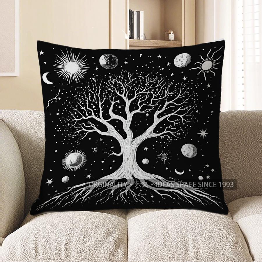 Home Decor Cosmic Tree With Planets And Stars Pillow Cover Pattern Cushion Cover Suitable For Sofa Bedroom Car Pillow Cover
