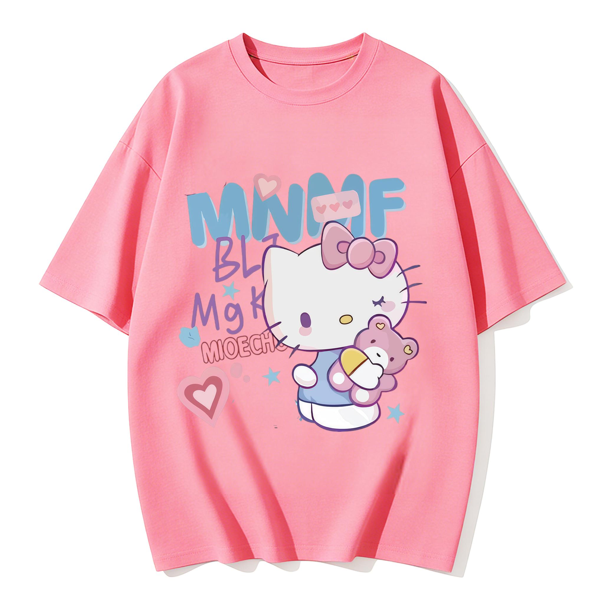 

2026 New Cute Kitty Cat Print Teddy Bear Tshirt Set Casual Familystyle Clothing Parentchild Tshirt Top S