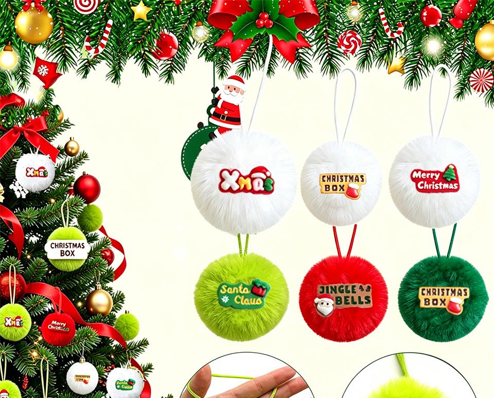 New Faux Rabbit Fur Pom Pom Christmas Tree Ornaments DIY Fluffy Plush Ball Holiday Decor Props