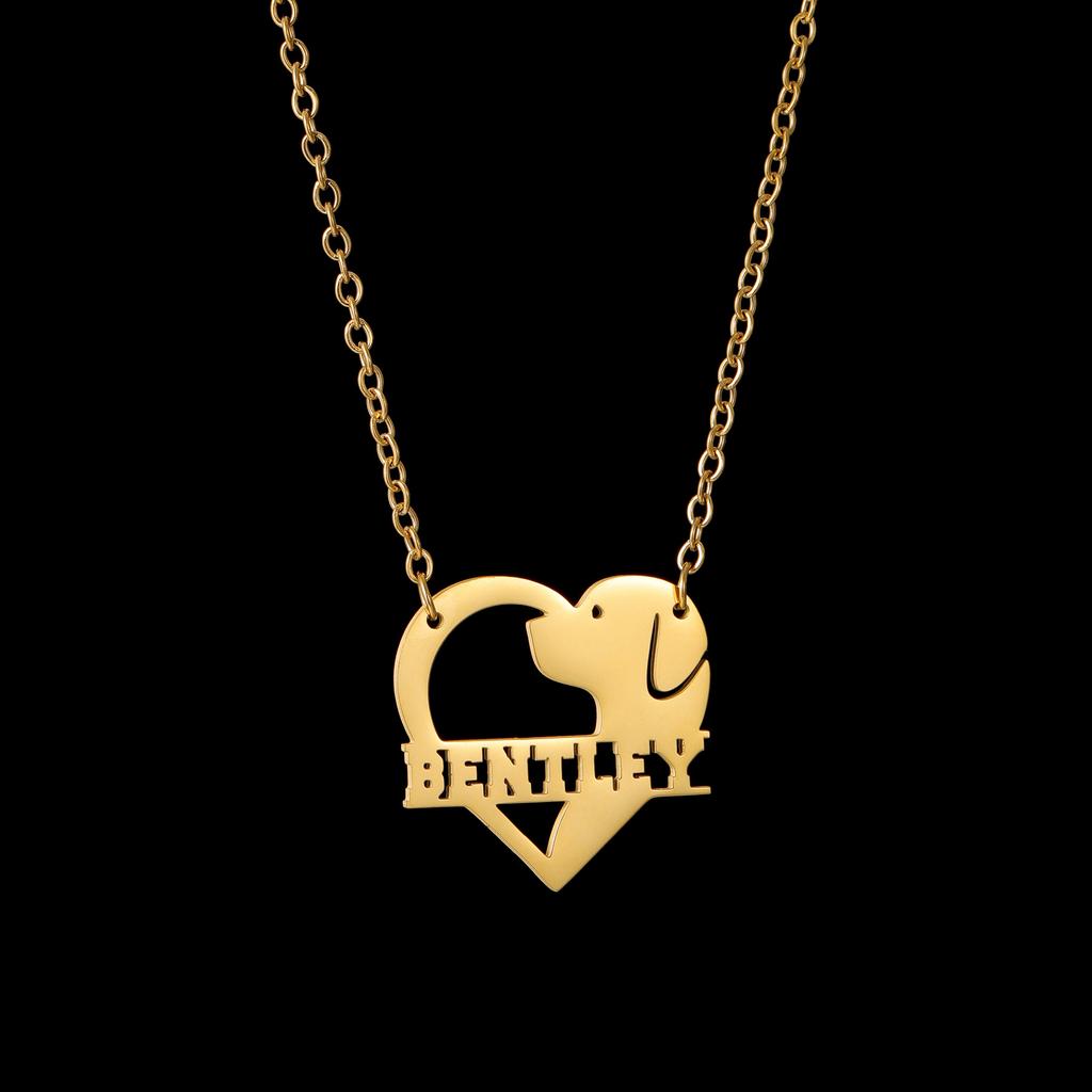 Atoztide Personalized Custom Dog Pet Jewelry Set Name Necklace Bracelet Ring Stainless Steel For Women Link Chain Birthday Gift