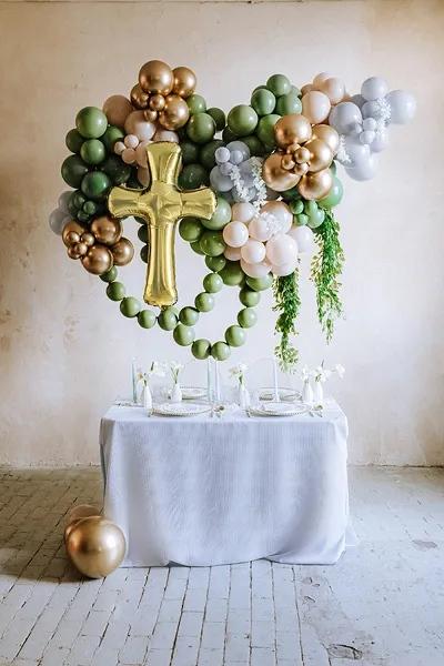 Balon Foliowy Krzyż Złoty 63X91 Cm Pierwsza Komunia Święta